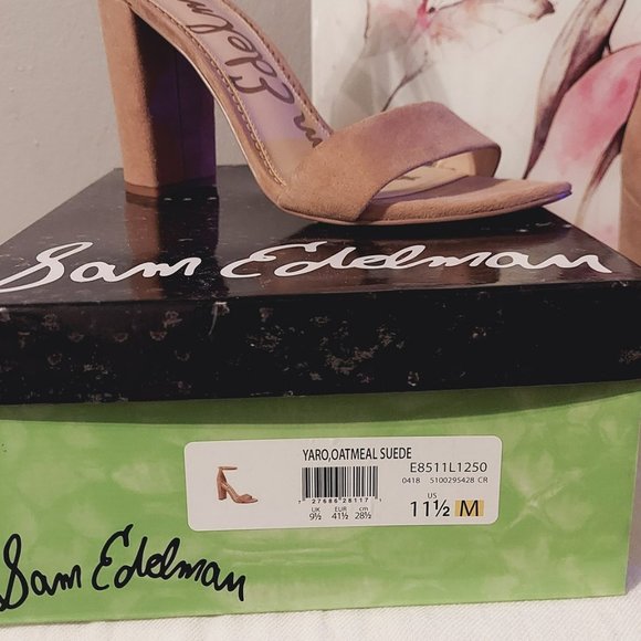 Sam Edelman, Suede Open Toe Strappy Block Heel, Tan - Picture 1 of 11